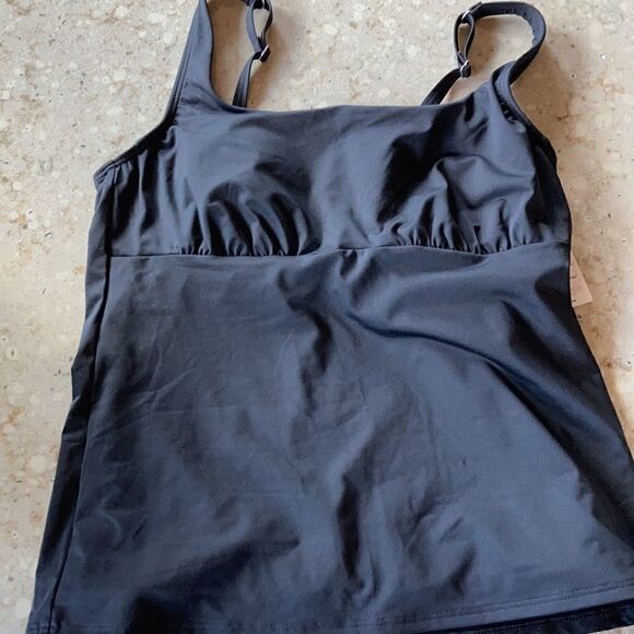 Land’s End Plus size tankini top swim square neck underwire black Various - Picture 9 of 12